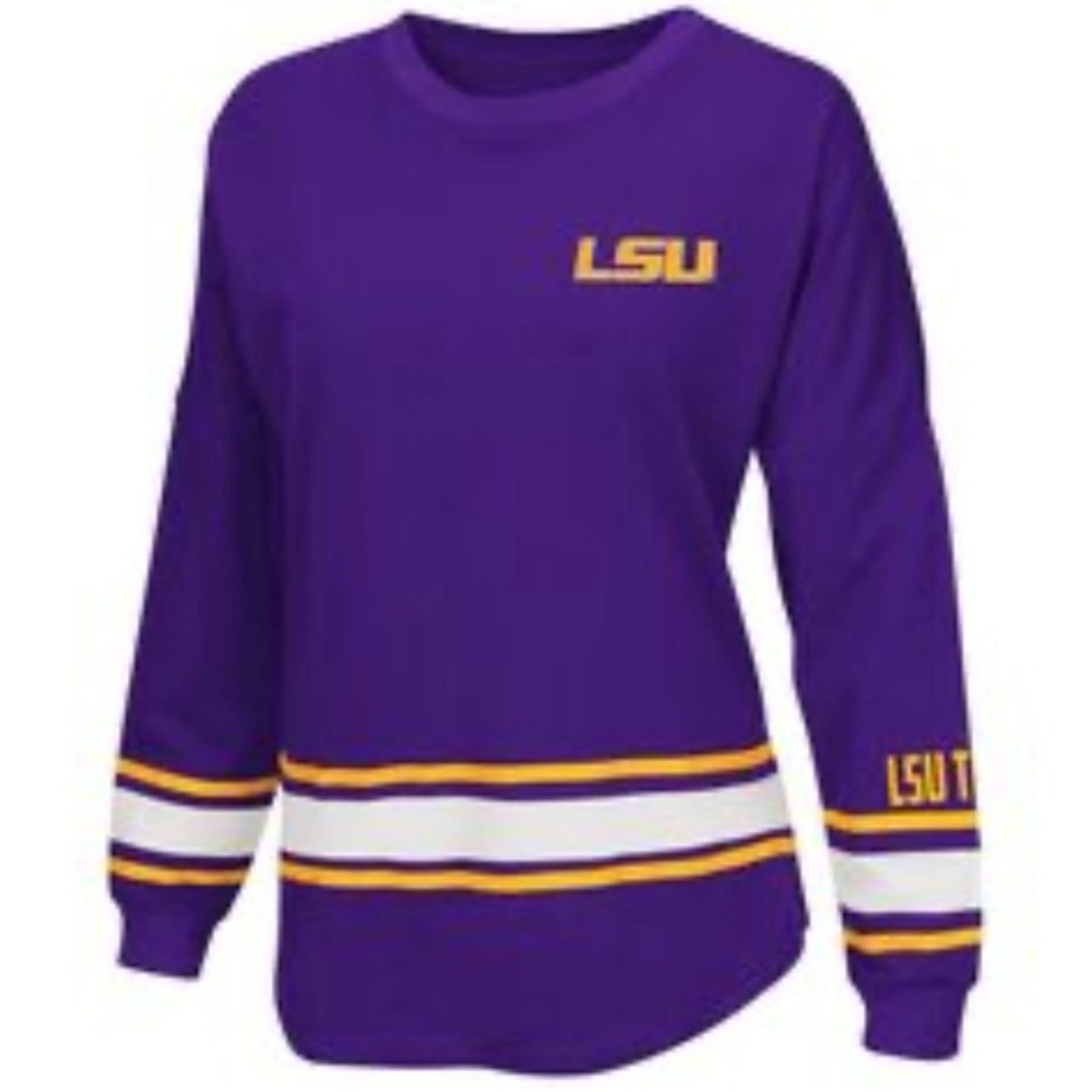 Colosseum LSU Tigers women's oversized long-sleeve t-shirt Size L Purple Gold